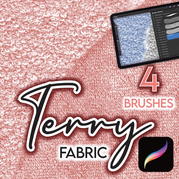 4 PROCREATE FABRIC TEXTURES • French Terry Cloth Towel Jogger Hoodie Streetwear Brush Textile Design Fashion Illustration Anime Manga