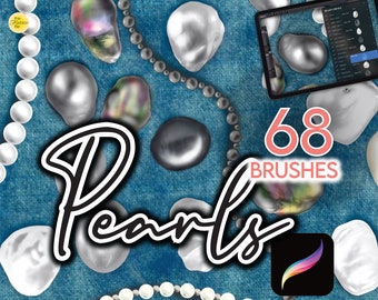 68 PROCREATE PEARL BRUSHES • Fashion Jewels Jewelry Stamps + String Brushes • Perlas Perle Fashion Designer Anime Manga