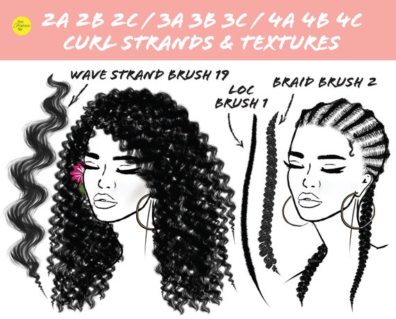 Vol 2 Procreate Curl and Loc Brushset African American Black 