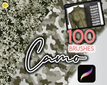 105 PROCREATE CAMOUFLAGE TEXTURES • Procreate Brush Camo Seamless Print Textile Fashion Brushes Anime