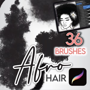 36 PROCREATE HAARBÜRSTEN Afro Curly Afroamerikaner Schwarzes Haar, Kinky, Coily • Brushset Files