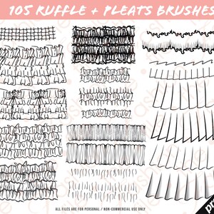 105 PROCREATE RUFFLE BRUSHES • Pleats Shirring Smocking Gathers Frills ...