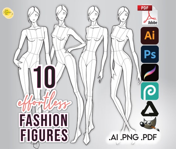 10 head fashion croquis sale