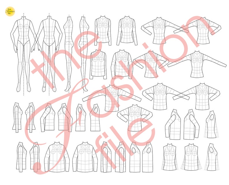 150 FASHION FLATS TEMPLATES Printable Pdf and Illustrator Ai - Etsy