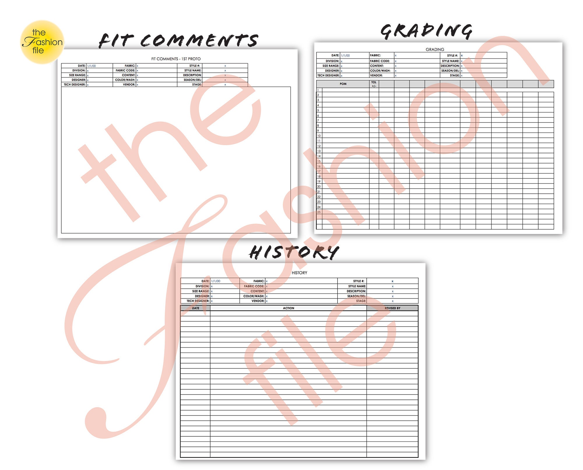 Fashion Designer BASIC TECH PACK 11 Pages Technical Package - Etsy