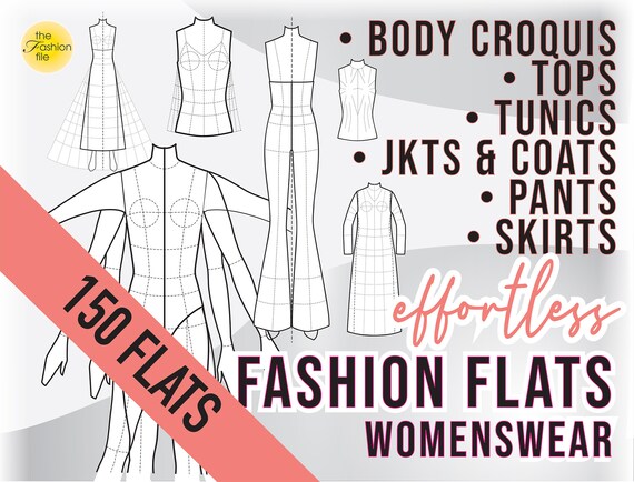 150 FASHION FLATS TEMPLATES Printable Pdf and Illustrator Ai - Etsy