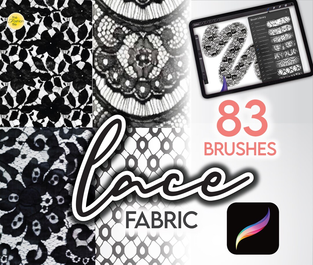 83 PROCREATE FASHION BRUSHES Lace Fabric Textures Brushes for Clothing