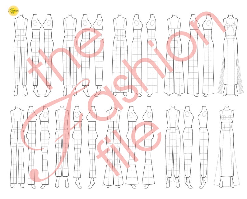 150 FASHION FLATS TEMPLATES Printable Pdf and Illustrator Ai - Etsy