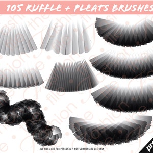105 PROCREATE RUFFLE BRUSHES • Pleats Shirring Smocking Gathers Frills ...