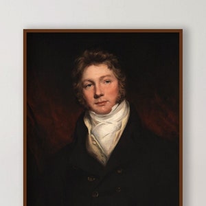 Antique Male Portrait Print: 19th Century Gentleman Wall Decor