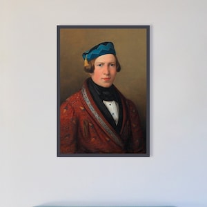 Victorian Gentleman Portrait Print: Eccentric Antique Oil Painting