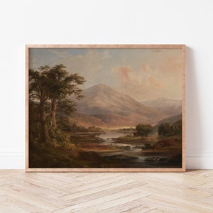 Vintage Scottish Landscape Painting | Antique Victorian Oil Painting | Peaceful Wall Decor | Beautiful Wilderness Fine Art Print | A2, A3