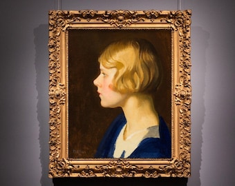Art Deco Portrait | Antique Oil Painting Print | Beautiful, Romantic Wall Decor | Stunning Vintage Fine Art Print | A2, A3, A4