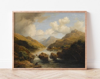 Vintage Scottish Landscape Painting | Antique Oil Painting | Dramatic Wall Decor | Beautiful Scottish Wilderness | Fine Art Print | A2, A3