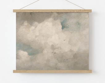 Vintage Cloudscape Painting | Antique Landscape Oil Painting | Romantic Wall Decor | Beautiful Vintage Fine Art Print | A2 A3 A4