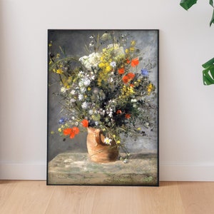 Renoir Flower Painting Print | Classic Vintage Wall Decor | Antique Botanical Oil Painting | Fine Art Print A2 A3 | Poppies