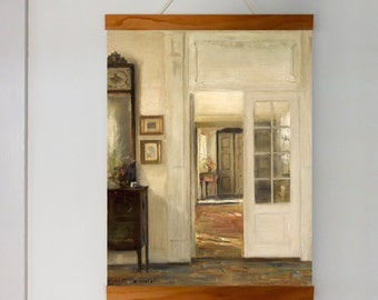 Room Interior Oil Painting Fine Art Print | Antique Victorian View | Romantic Wall Decor | A2, A3, A4