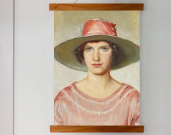 Female Portrait Fine Art Print | Beautiful Oil Painting | Art Deco Wall Decor | A2, A3, A4