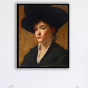 Vintage Portrait Painting Fine Art Print | Antique 19th Century Female Oil Painting | Beautiful Romantic Wall Decor | Moody Portrait