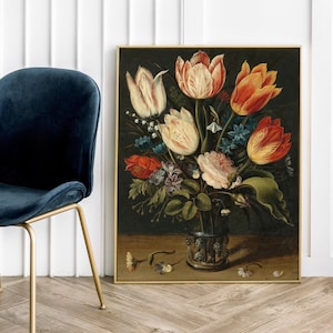 Antique Floral Painting: 17th Century Bouquet Fine Art Print