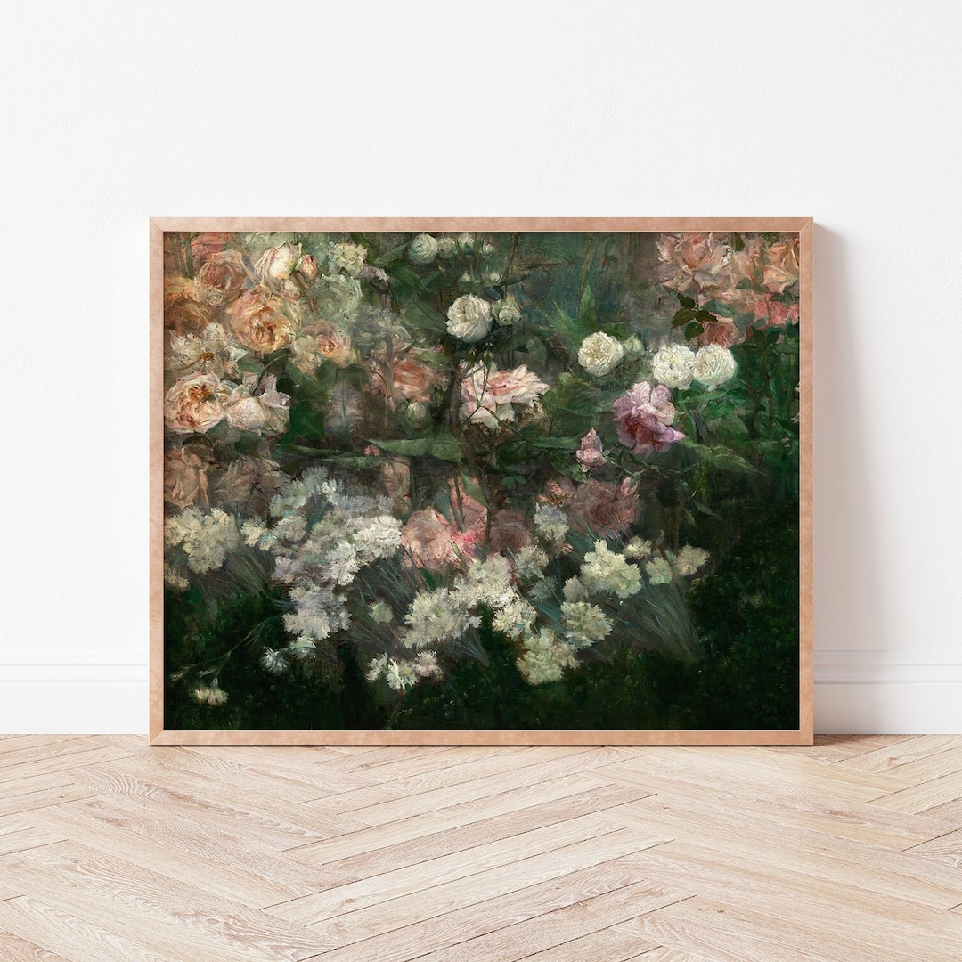 Vintage Rose Garden Oil Painting: Romantic Floral Fine Art Print - Etsy