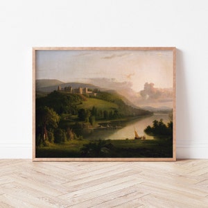 Scottish Highlands Castle Print: 19th Century Panoramic Landscape Art