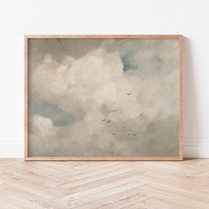 Vintage Cloudscape Painting Antique Landscape Oil Painting Romantic Wall Decor Beautiful Vintage Fine Art Print A2 A3 A4 image 2