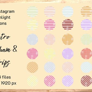 Retro Gingham and Strips Highlight Icons | For IG Highlight Icons and Mobile Wallpapers
