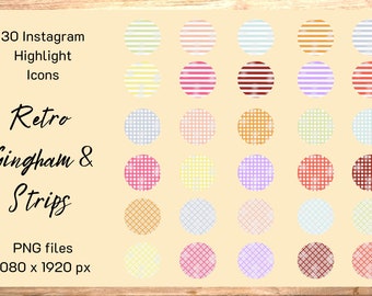 Retro Gingham and Strips Highlight Icons | For IG Highlight Icons and Mobile Wallpapers