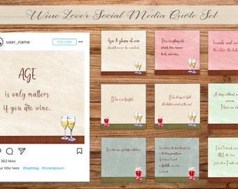 Wine Lover Social Media Quote Set | for Facebook, Instagram