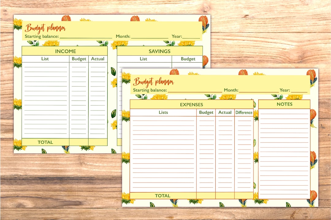 Sunflower Budget Planner | Watercolor Sunflower Finance Planner ...