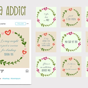 Tea Addict Social Media Quotes & Highlight Icon | Facebook Post, Instagram Post, Instagram Icon, Graphic Background