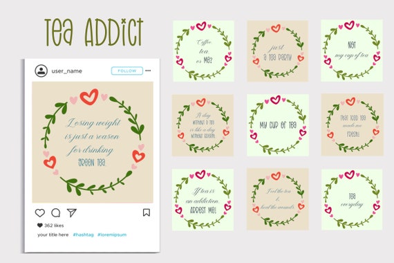 Tea Addict Social Media Quotes & Highlight Icon Facebook Post, Instagram  Post, Instagram Icon, Graphic Background - Etsy