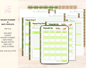 Holiday Planner and Note Template for Christmas Preparation | Instant Download, To-Do List, Party Planner, Gift Sending Out Planner
