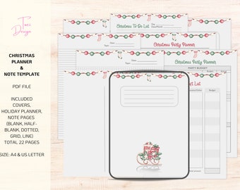 Christmas Planner and Note Template for Christmas Preparation | Instant Download, To-Do List, Party Planner, Gift Sending Out Planner