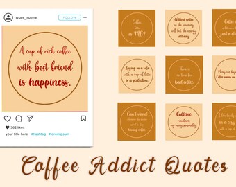 10 Coffee Addict Social Media Quote & 5 IG Highlight Icon | Icon, Instagram post, Quote, Coffee, Facebook post, Blown, JPEG, Highlight Icon