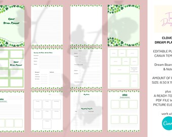 Clover Dream Planner Canva Template | Goal Planner, Editable Planner Template, Planner Canva Template, KDP Interior, Printable Planner