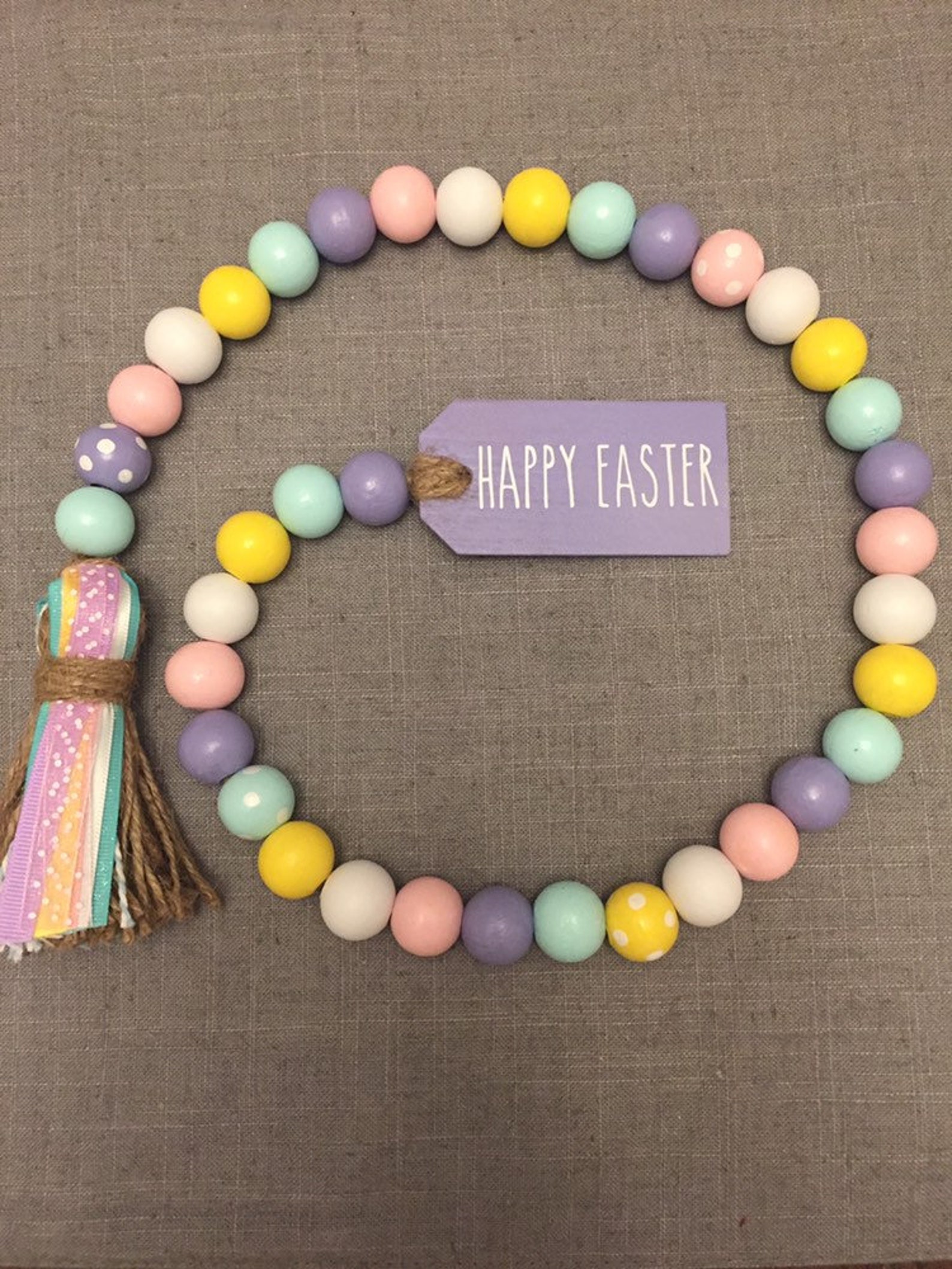 Happy Easter wood bead garland Etsy