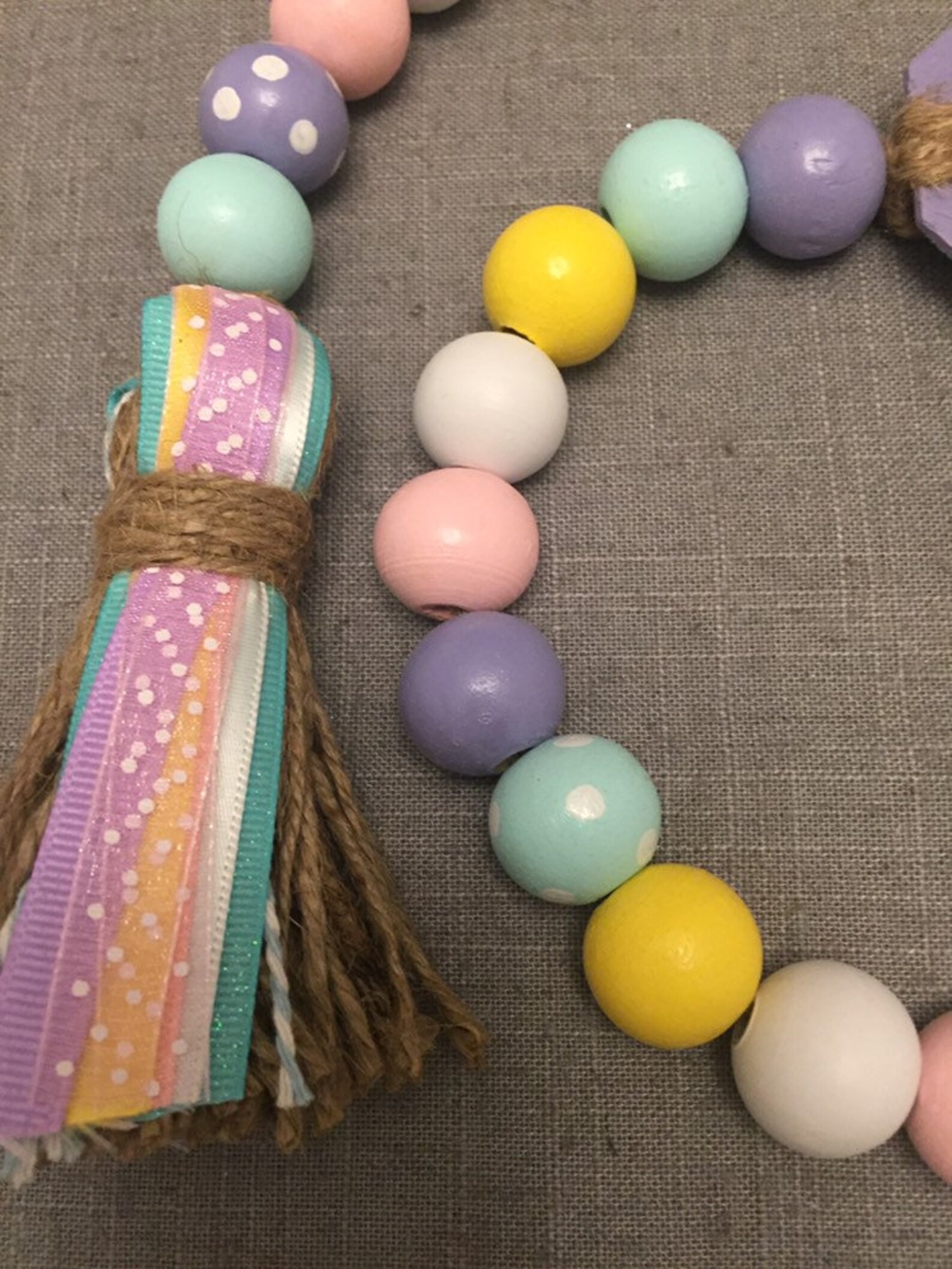 Happy Easter wood bead garland Etsy