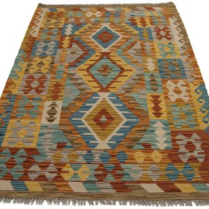 Kilim Lory Tribal 100% Cotone, Indiano, Fatto a Mano Lavabile in Lavatrice
