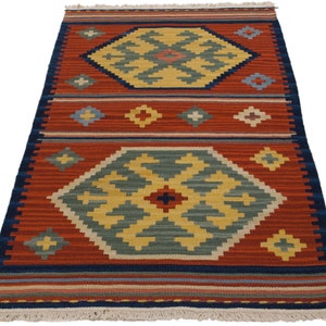 Autentico Kilim CM 122x61 CM Tribali Jalal Fatto a mano Facile Pulire