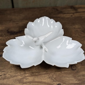 Vintage 3-Section Divided Serving/Trinket Bird Dish, Made in Japan