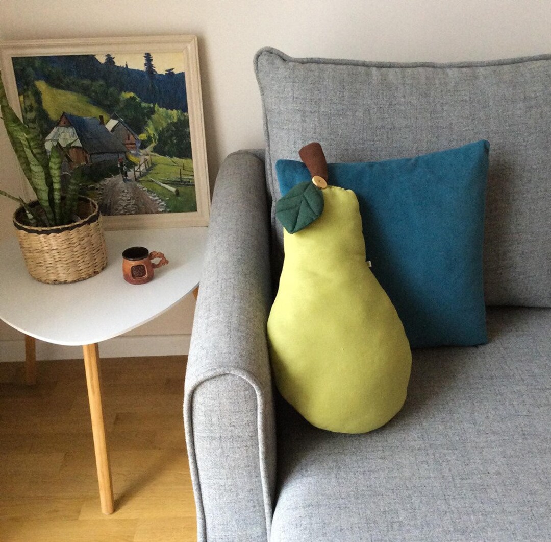 Large Pear Pillow Handmade Pillow Shaped Cushion Fruit Linen Pillow ...