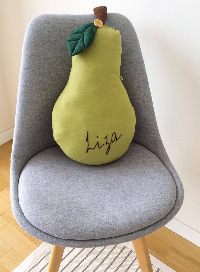 Large Pear Pillow Handmade Pillow Shaped Cushion Fruit Linen Pillow ...