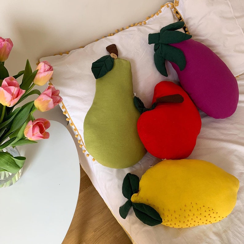 Large Pear Pillow Handmade Pillow Shaped Cushion Fruit Linen Pillow ...