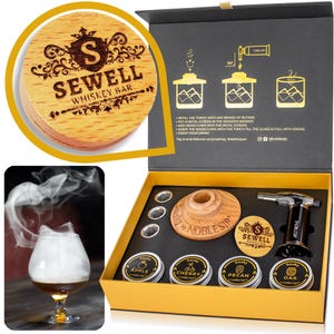 Cocktail Smoker PREMIUM Kit - Easy Smoke Whiskey, Bourbon, Scotch, Old Fashioned drinks. FREE Name Customization. Smoky by NOBLESIP Gift Set