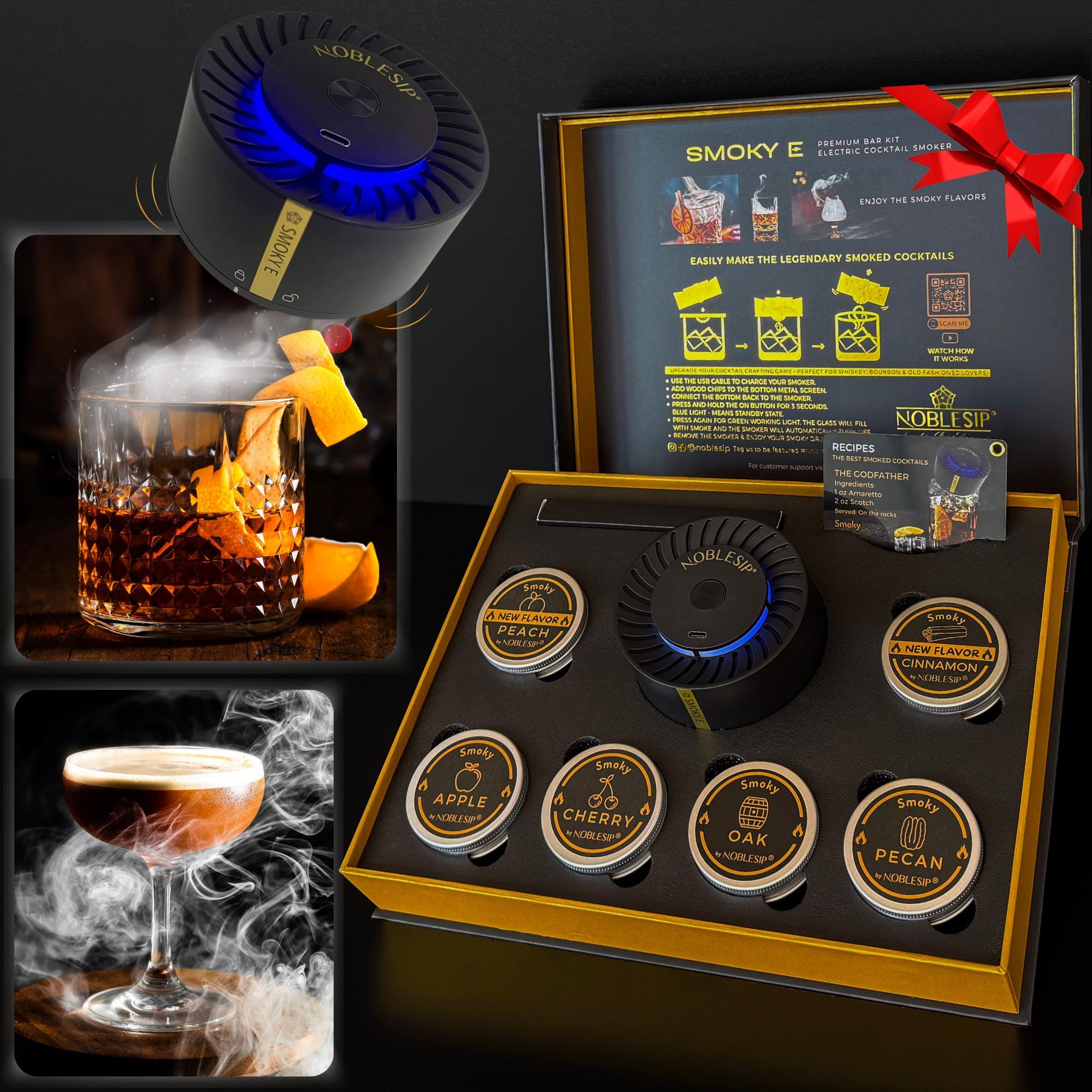 NOBLESIP Cocktail Whiskey Smoker PREMIUM Electric Kit. New