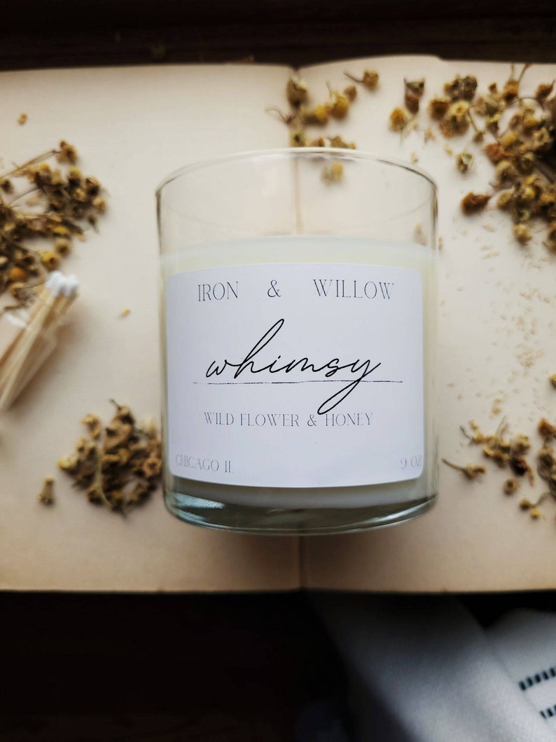 Whimsy /wild flower & honey candle / soy candle/ clean candle / boho / floral / floral candle/ honey / honey candle/ image 3