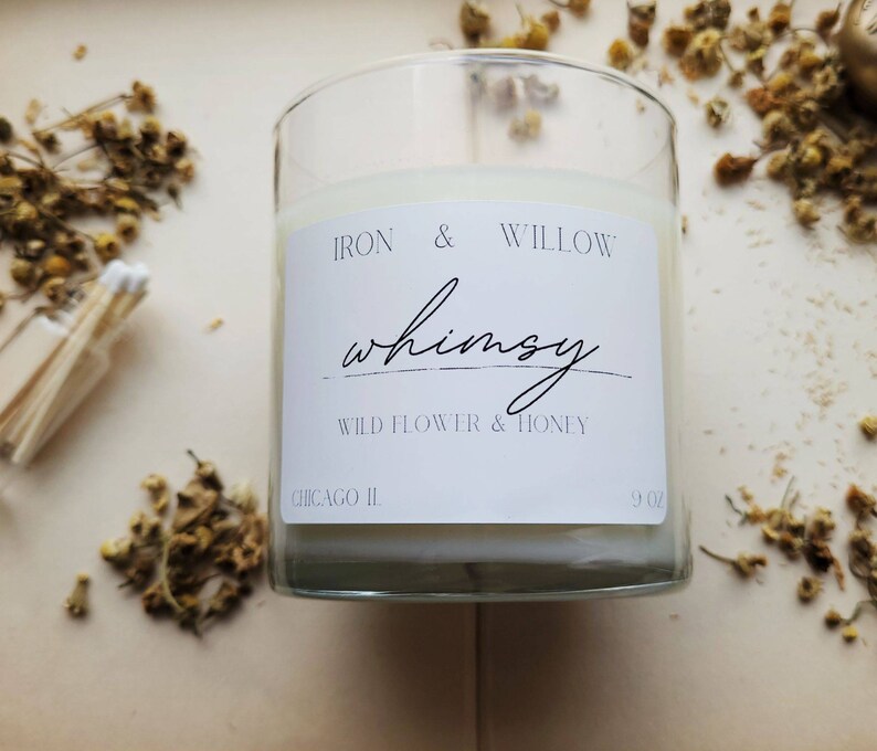 Whimsy /wild flower & honey candle / soy candle/ clean candle / boho / floral / floral candle/ honey / honey candle/ image 2