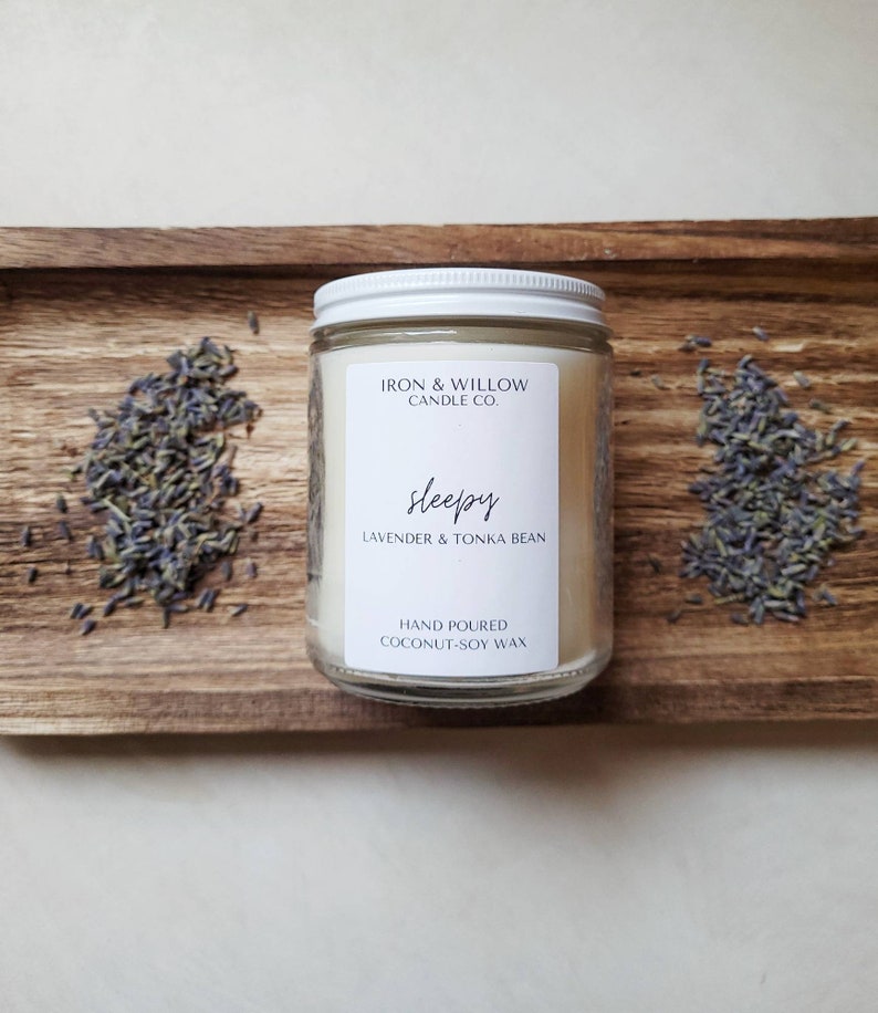 Sleepy Candle lavender Candle soy Candle Halloween Candle CALMING CANDLE spooky candle image 1